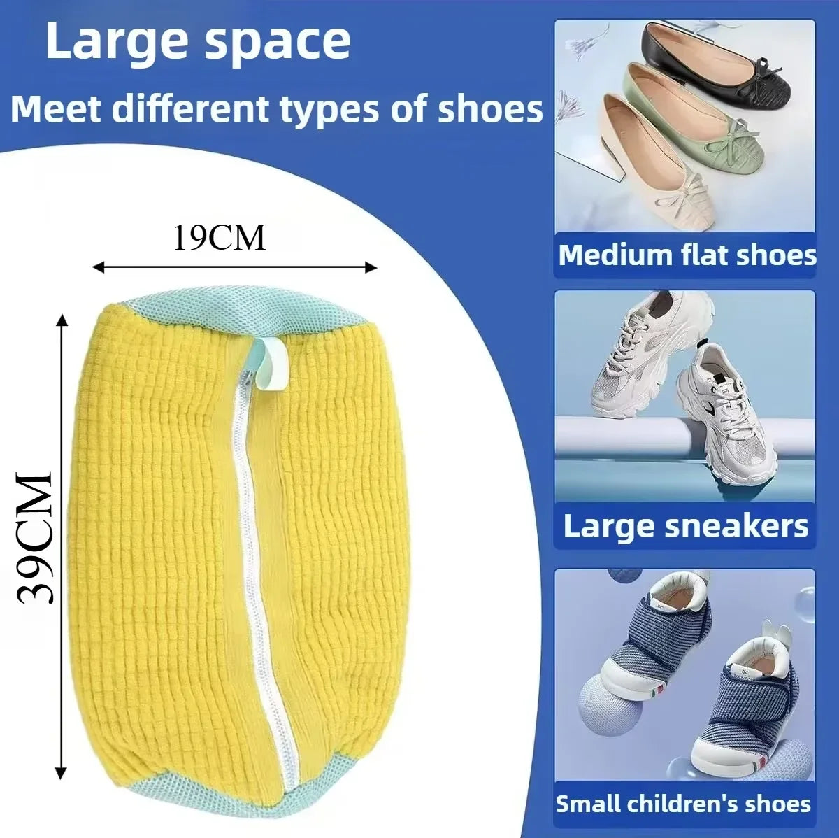 Shoe Bag for Washing Machine - Reusable Shoe Cleaning Bag for Sneaker Tennis Shoes Unstain