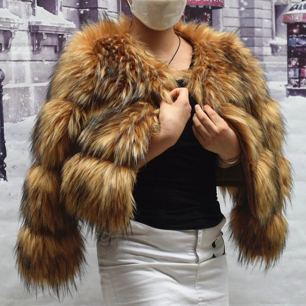 Faux Raccoon Fur Coat for Women