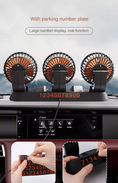3-Head Adjustable Car Fan
