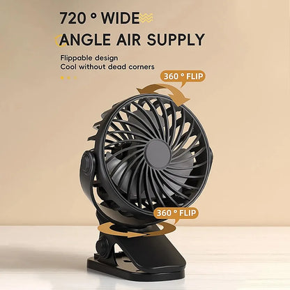 720° Clip-On Rechargeable Fan