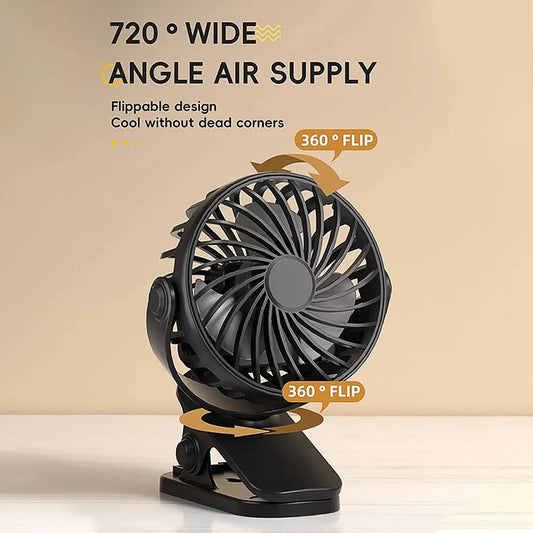 720° Clip-On Rechargeable Fan