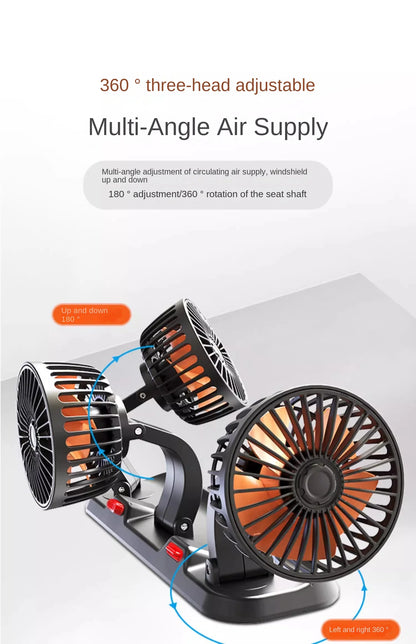 3-Head Adjustable Car Fan