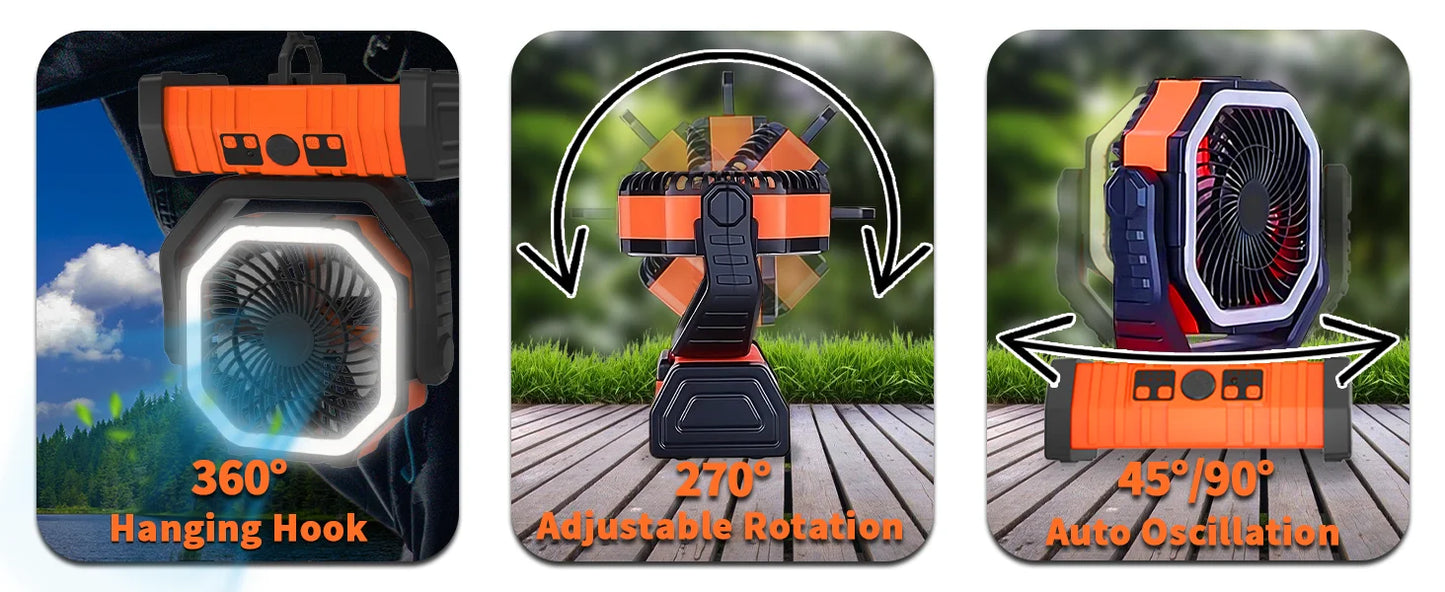 Camping Fan with Hook & USB