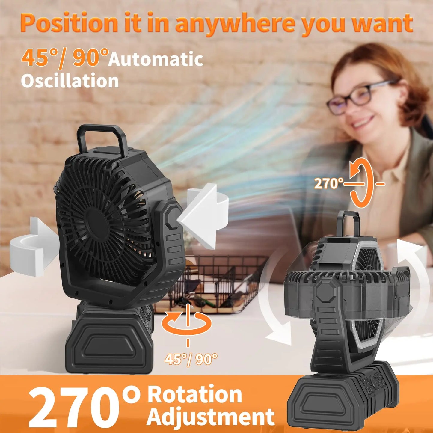 Camping Fan with Hook & USB