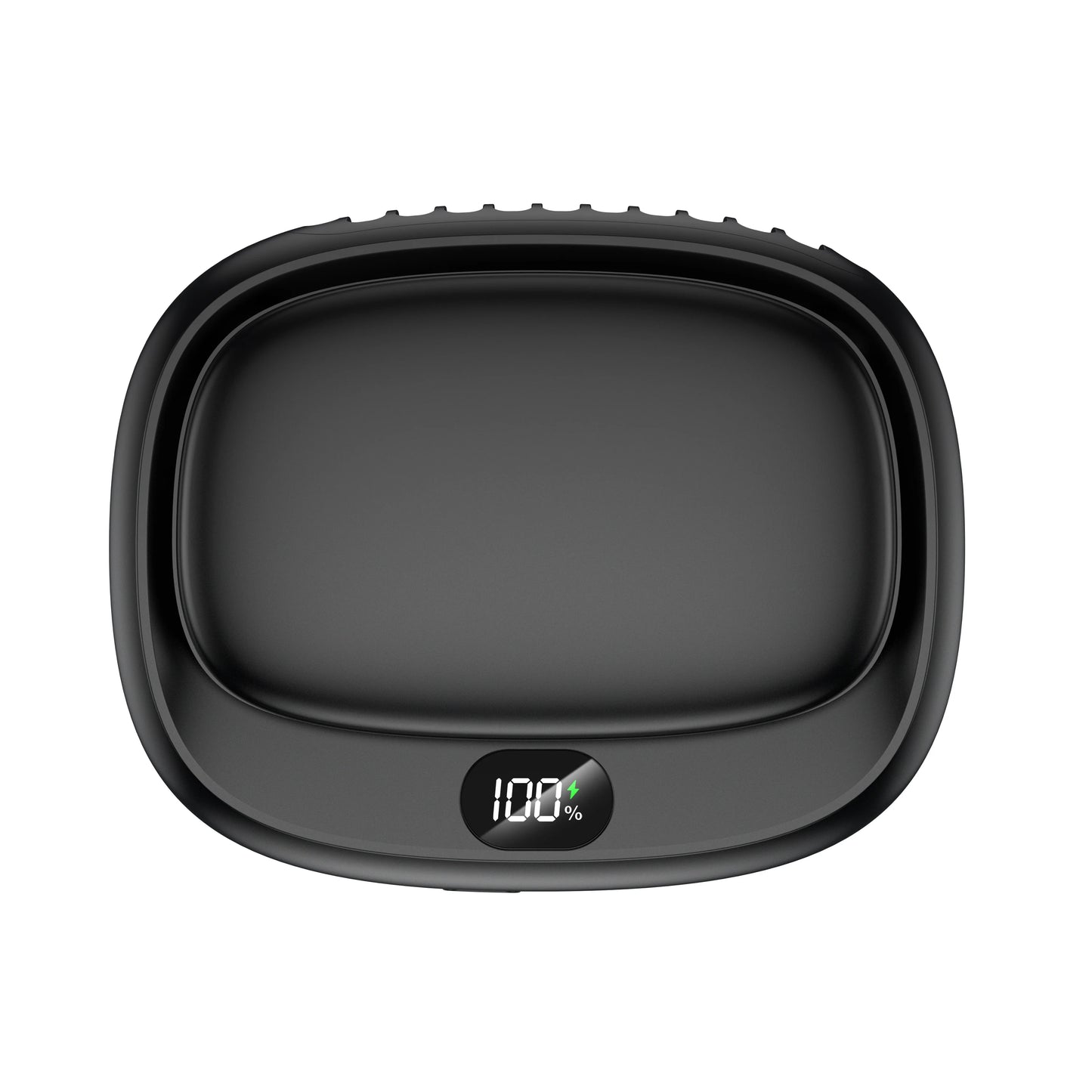 Black Neck Hanging Mini Fan by Albachfils with 5 speed settings and LED battery display.