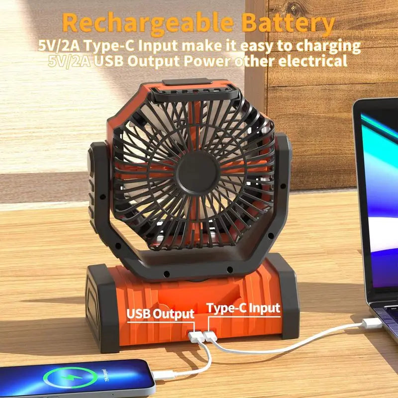 Camping Fan with Hook & USB
