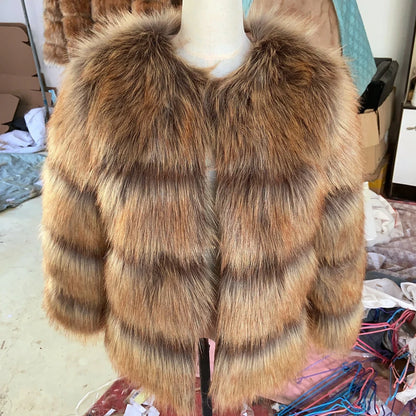 Faux Raccoon Fur Coat for Women