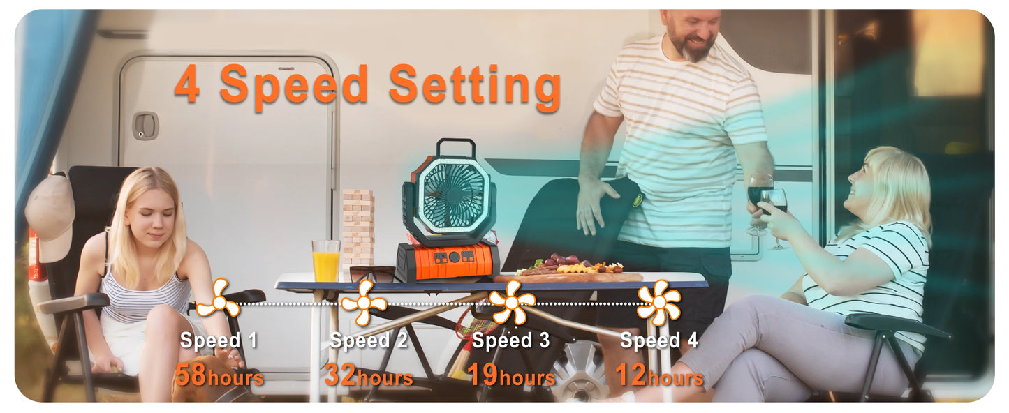 Camping Fan with Hook & USB