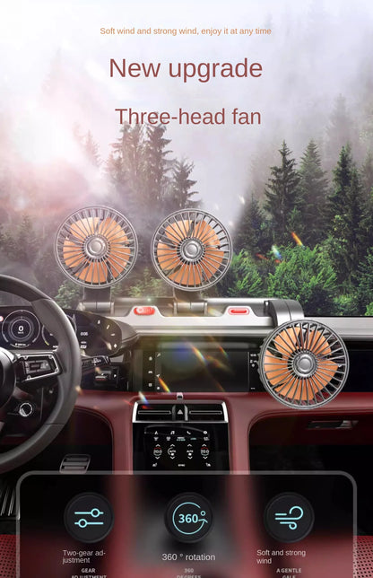 3-Head Adjustable Car Fan