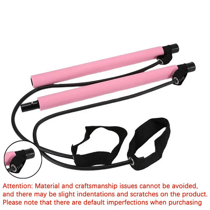 Multifunctional Pilates Bar Combination Fitness Bar Yoga Chest Expansion Tension Rope Back Trainer Elastic Rope Stretching Belt