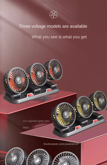 3-Head Adjustable Car Fan
