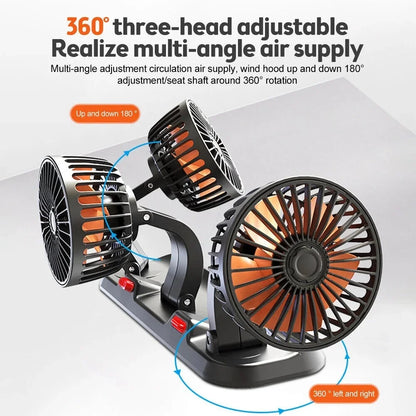 3-Head Adjustable Car Fan