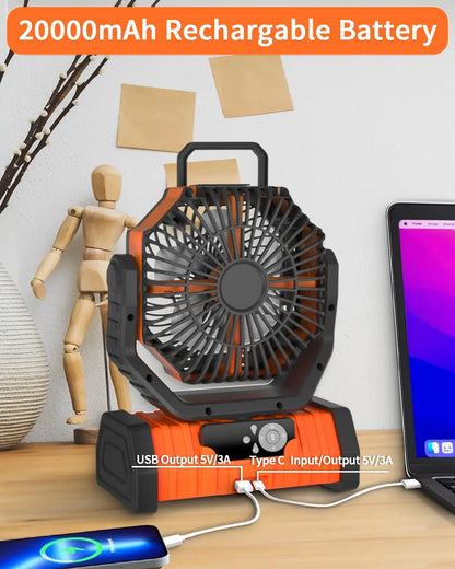 Camping Fan with Hook & USB