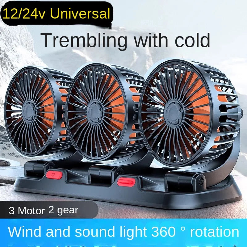 3-Head Adjustable Car Fan
