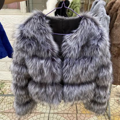 Faux Raccoon Fur Coat for Women