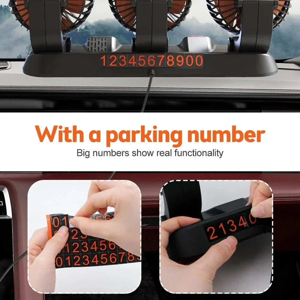 3-Head Adjustable Car Fan
