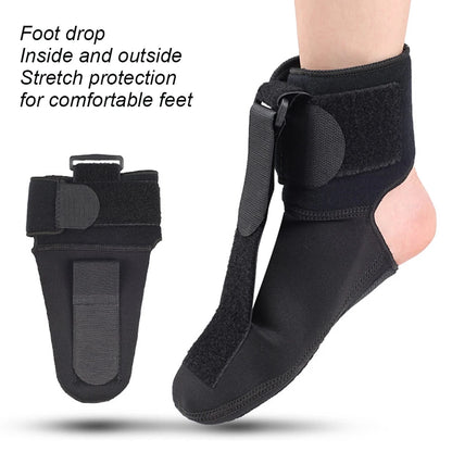 Black ankle support brace with straps on a white background