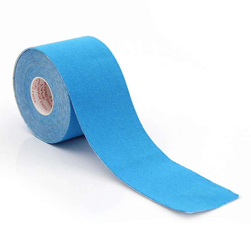 Roll of blue tape on a white background