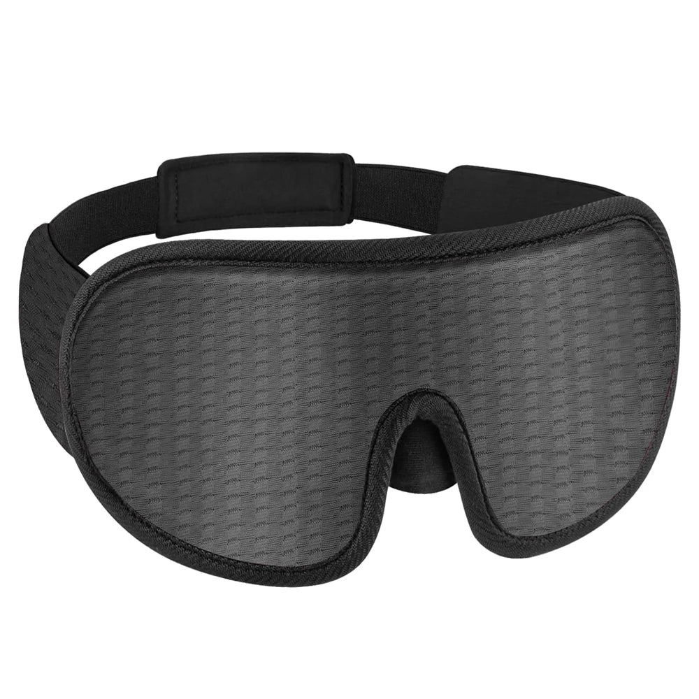 Gray sleep mask with black strap on a white background