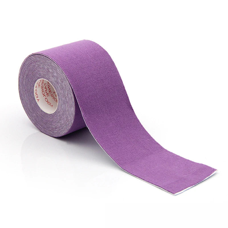 Roll of purple tape on a white background